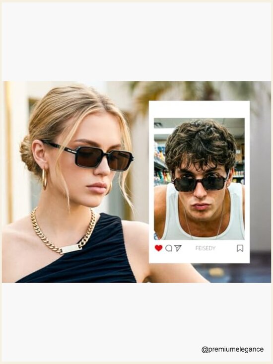 Trendy Rectangle Narrow Thin Slim Square Sunglasses UV400 Retro Unisex main image 6